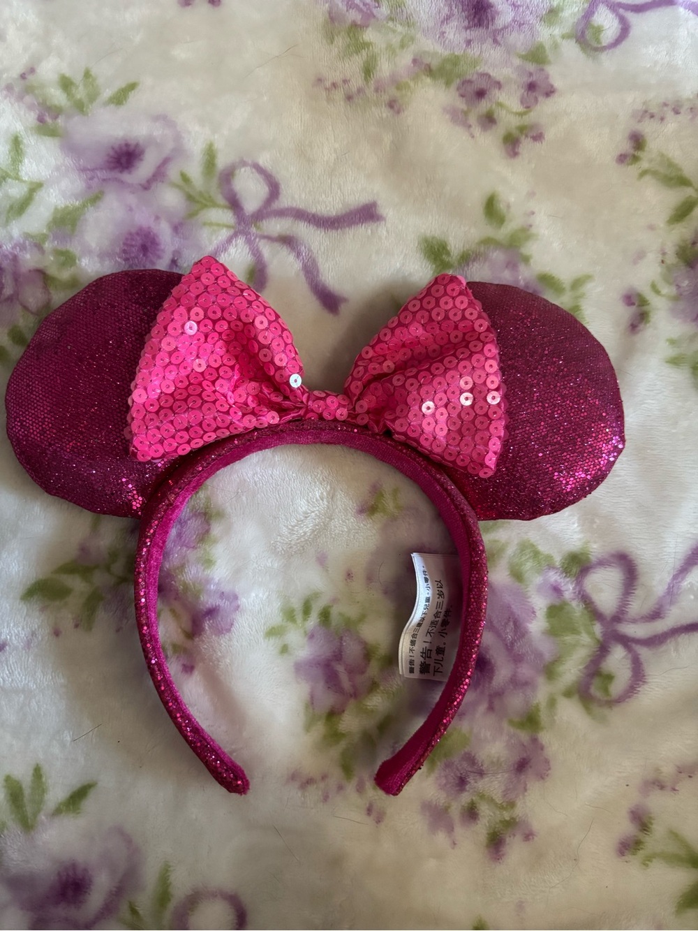 Disney Pink Glitter Sequin Minnie Ears Headband
